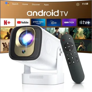 [ Auto Focus / Keystone ] Smart Projector with Wifi and Bluetooth 5.4, SALANGE 1080P Native Projectors 4K, Short Throw Projector w Built in Apps, Android 11, Mini Portable Proyector HY260pro