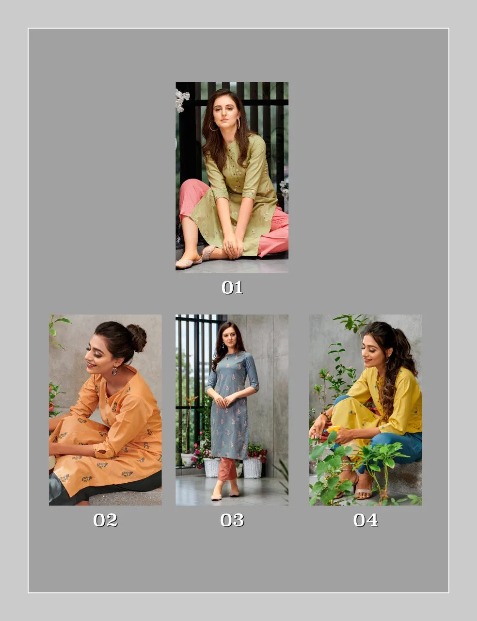 100 Miles Launched Rainbow Cotton Embroidery Work Casual Wear Kurtis Collection