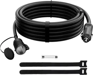12V/24V Car Cigarette Lighter Extension Cord 10 FT, Car Plug Splitter Adapter 16AWG Extension Wire with Spare Fuse,Waterproof Cover and Hanging Hole,for Car Inverter/Air Pump/car Refrigerator