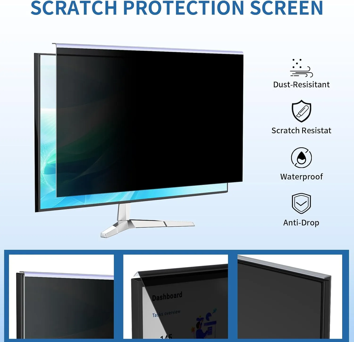 24 Inch Computer Privacy Screen: Blue Light Protection & UV Shield for 23.6-24 inch 16:9 Monitors