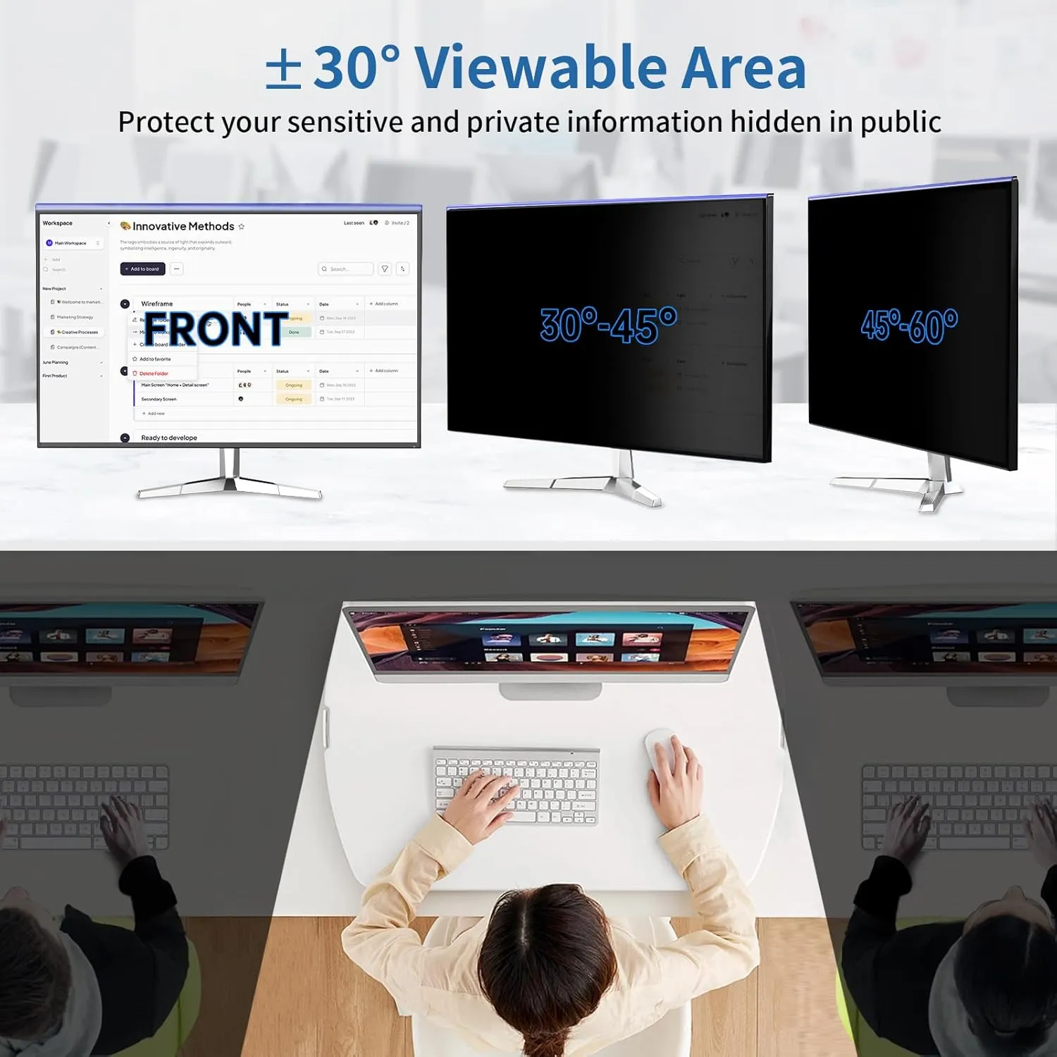 24 Inch Computer Privacy Screen: Blue Light Protection & UV Shield for 23.6-24 inch 16:9 Monitors