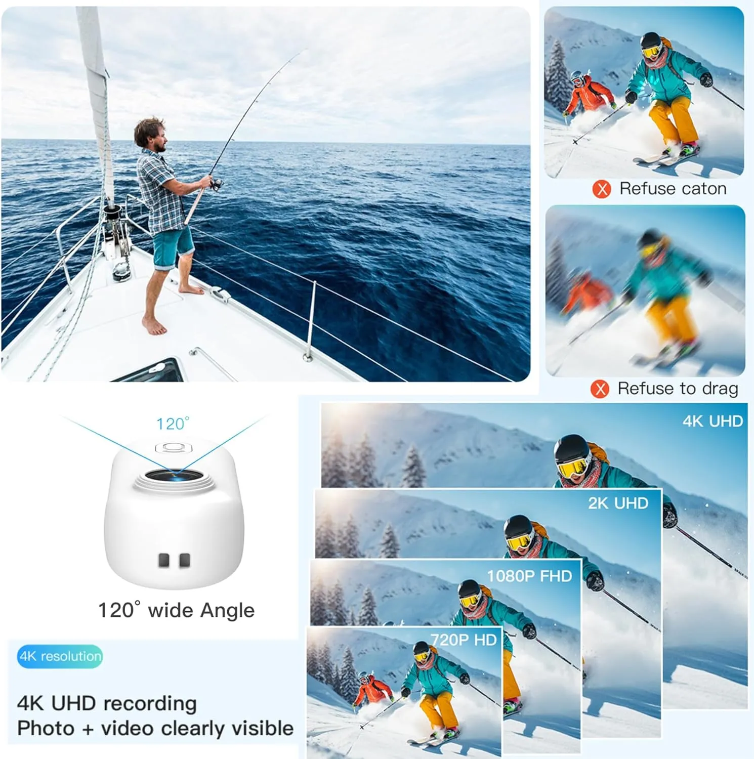 4K Mini Body Camera, 128GB Small Body Camera with 360 Rotatable Clip, Magnetic Lanyard, Easy to use for Recording Life, Work, Speeches, Traveling and Pet Walks (White)
