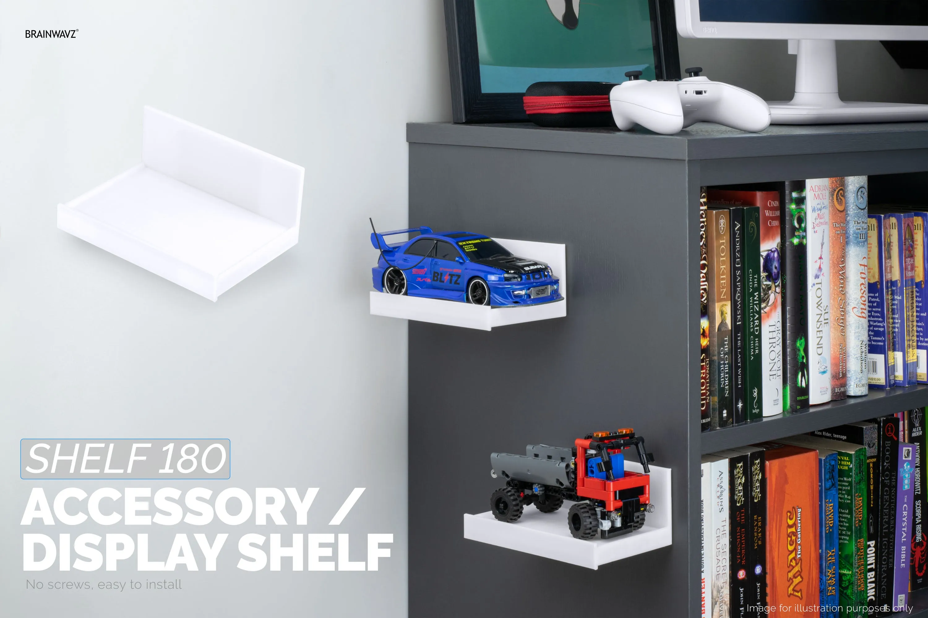 5.4" Adhesive Wide Floating Shelf (180) for Security Cameras, Baby Monitors, Speakers, Plants & More (139mm x 96mm / 5.4 x 3.7)