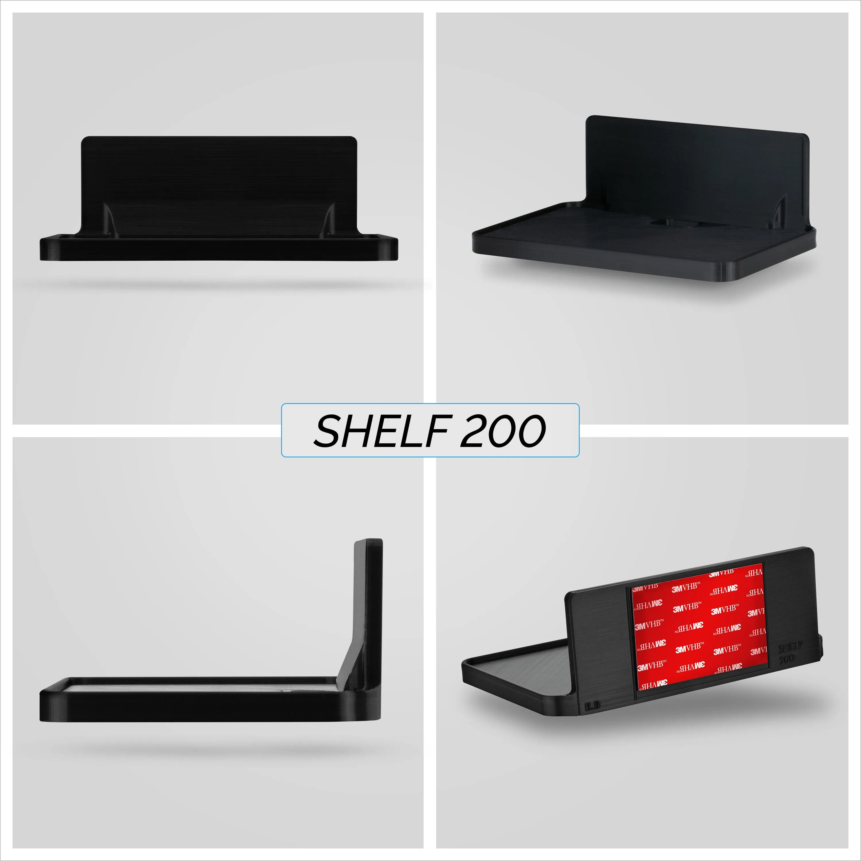 6.7" Wide Floating Adhesive Shelf (200) w/ Cable Access for Cameras, Baby Monitors, Plants & More (172mm x 105mm / 6.7 x 4.1)