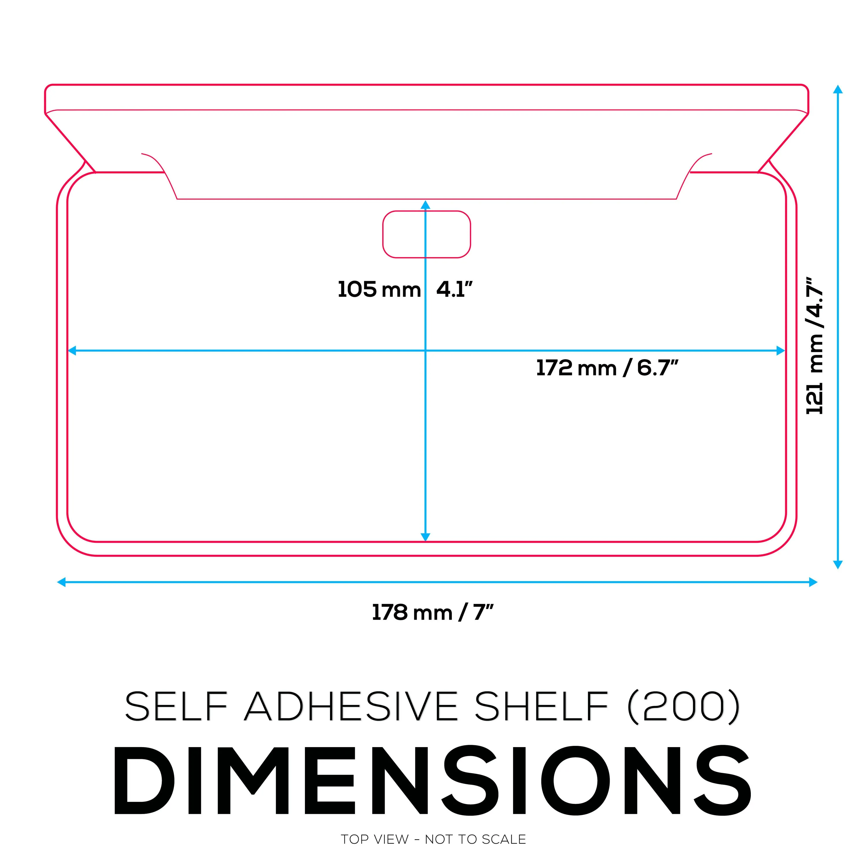 6.7" Wide Floating Adhesive Shelf (200) w/ Cable Access for Cameras, Baby Monitors, Plants & More (172mm x 105mm / 6.7 x 4.1)