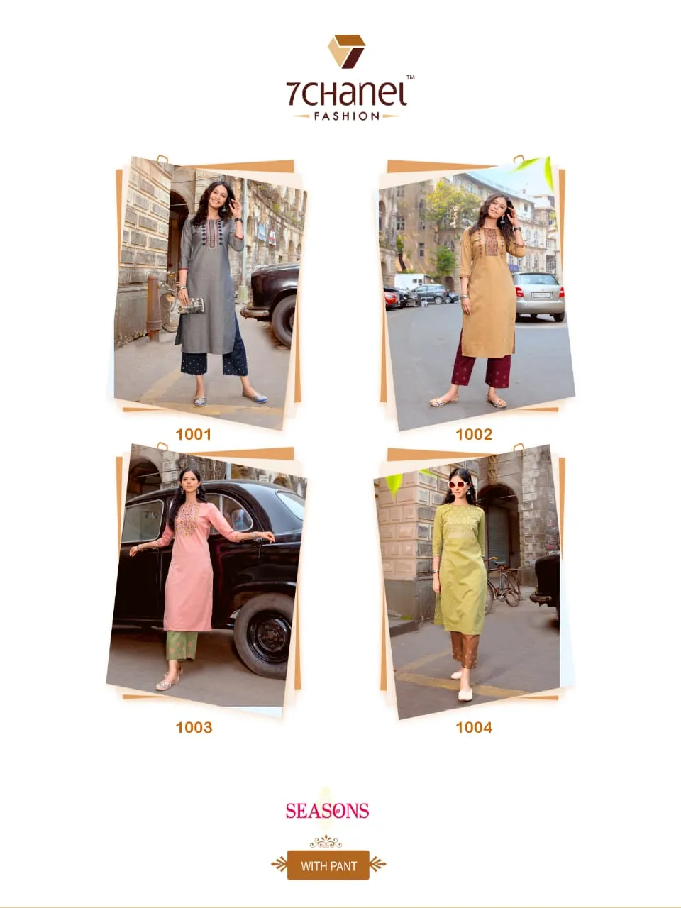 7 Channel Fashion Presents Seasons Cotton Embroidery Work Casual Wear Kurtis With Pants
