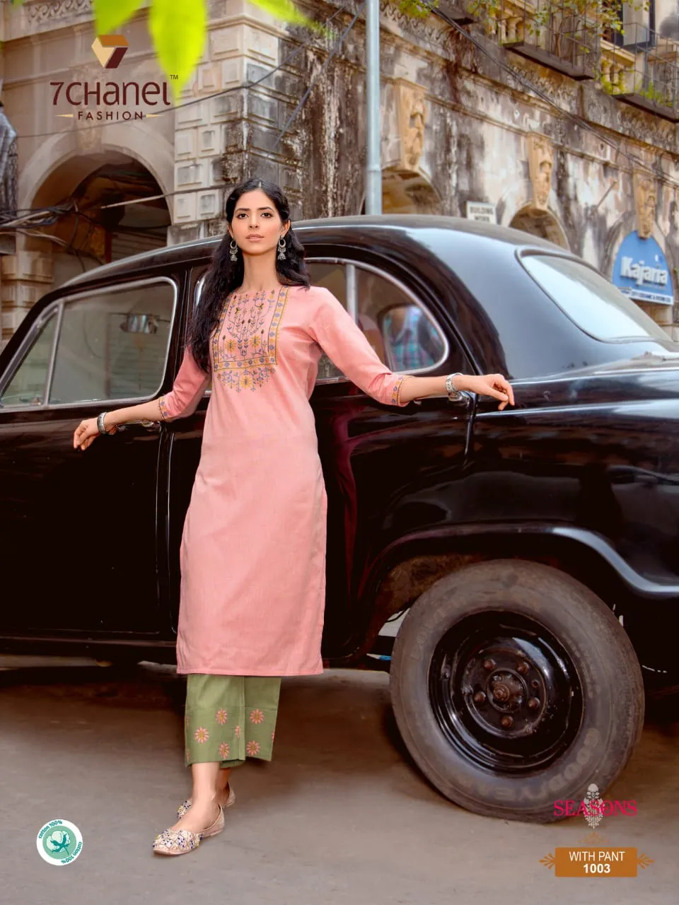 7 Channel Fashion Presents Seasons Cotton Embroidery Work Casual Wear Kurtis With Pants