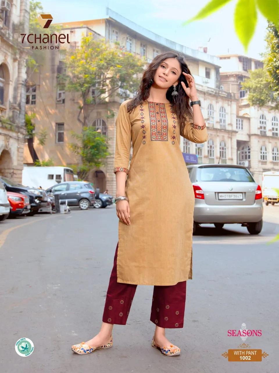 7 Channel Fashion Presents Seasons Cotton Embroidery Work Casual Wear Kurtis With Pants