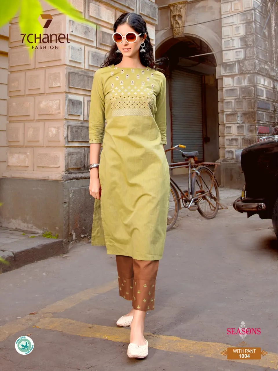 7 Channel Fashion Presents Seasons Cotton Embroidery Work Casual Wear Kurtis With Pants