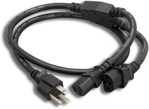 AC Power Splitter Y Cable NEMA 5-15P 2X IEC-320-C13 Sjt 16AWG, 10ft (ZADA39MC-10)