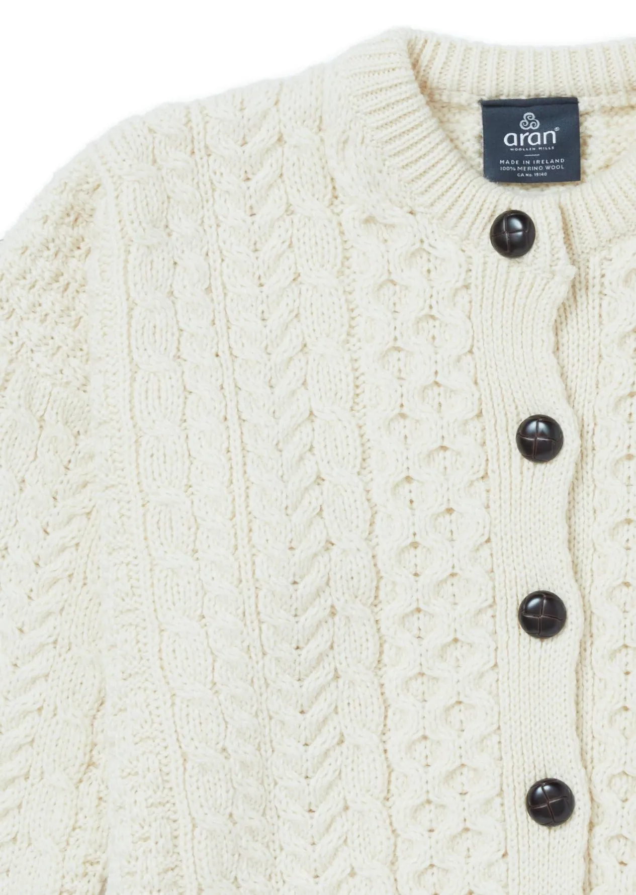 Achill Island Ladies Aran Cardigan | Natural