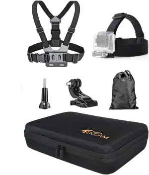 Action Camera Chest Strap with Head Mount Belt and Large Carrying Case Storage Bag Compatible with Gopro Hero 12 11 10 9 8/AKASO EK7000/Brave 4/WOLFANG/Remali Action Camera and so on