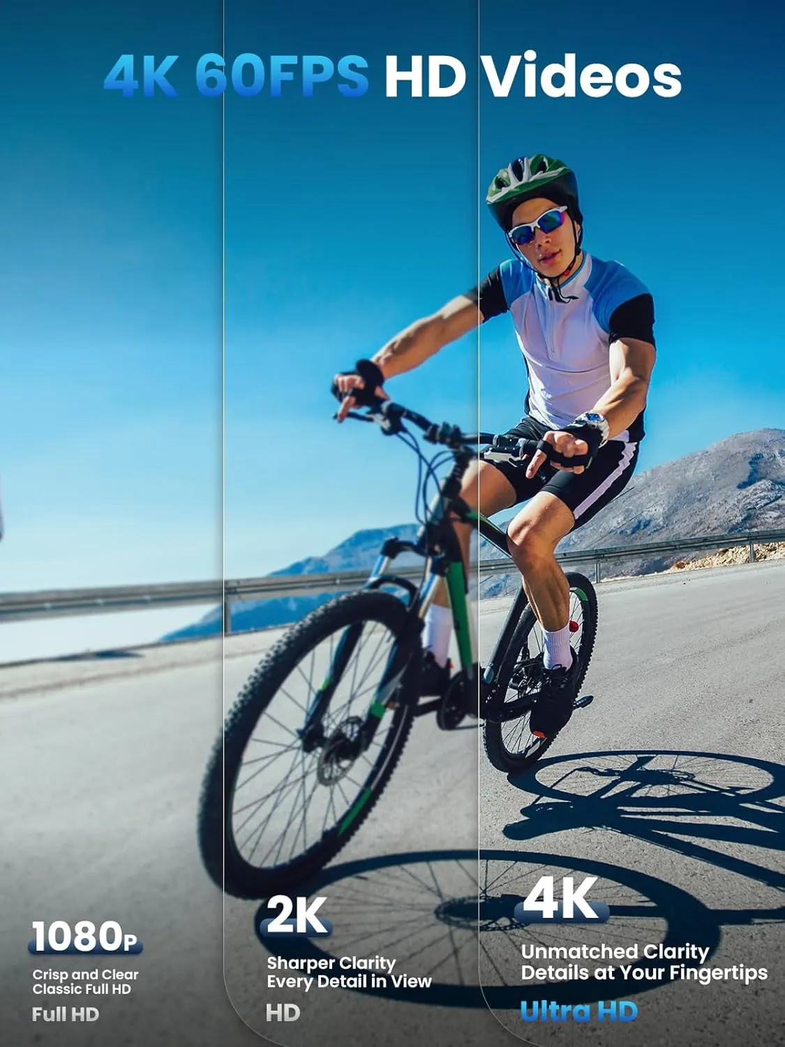 AKEEYO-710Pro EIS Bike Camera, 4K28FPS 20MP WiFi Action Camera with IP66 Ultra HD Waterproof Camera, 142 Wide Angle View with 64GB Card, Upgrade Anti-Shake Function with Night Vision,G-Sensor,GPS