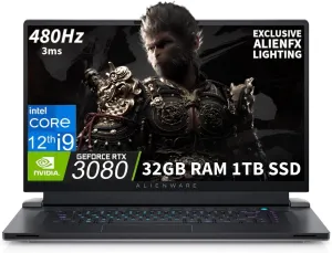 Alienware x17 R2 Gaming Laptop (17.3" 480Hz FHD, Intel 20-Core i9-12900H, 32GB DDR5 RAM, 1TB PCIe SSD, NVIDIA GeForce RTX 3080 16GB) Per-key RGB Backlit, Thunderbolt, Win 11 Home, Lunar Light