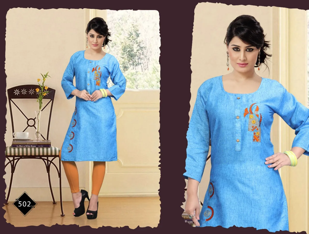 Alina Vol 2 Launched Pure Cotton Embroidery Work Casual Wear Kurtis Collections