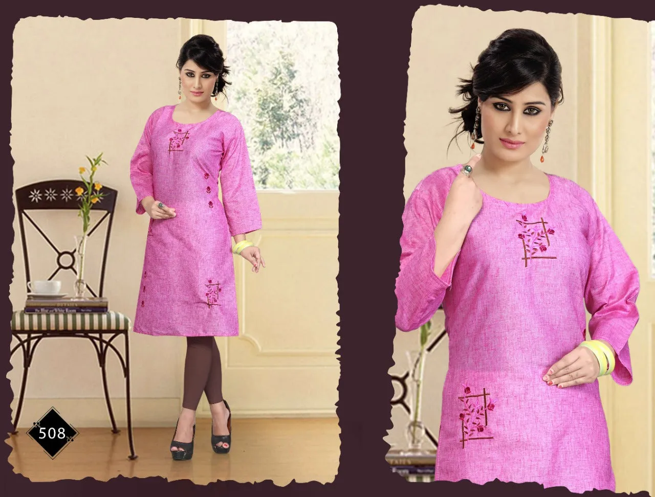Alina Vol 2 Launched Pure Cotton Embroidery Work Casual Wear Kurtis Collections