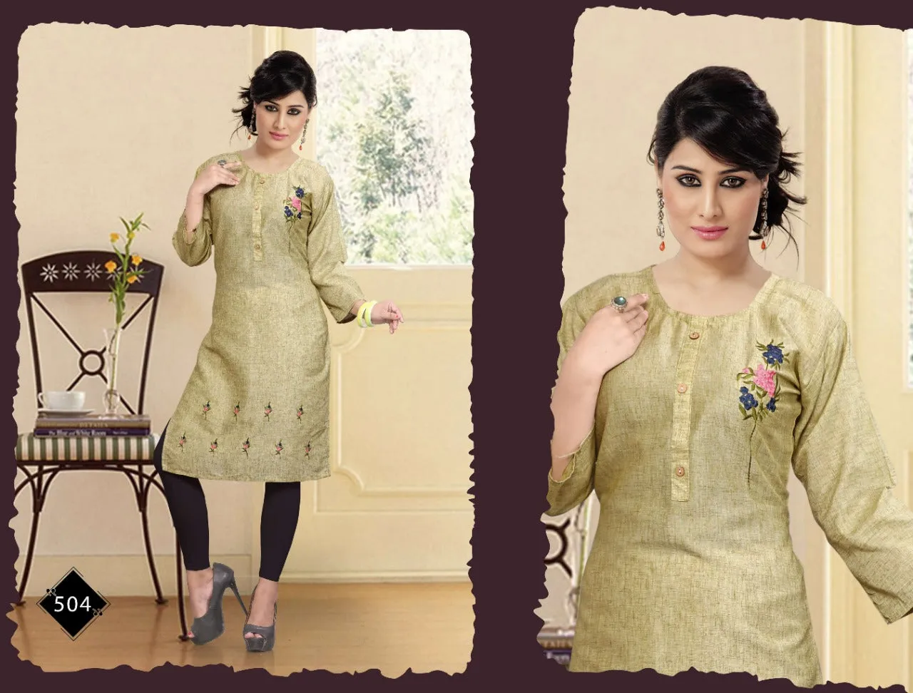 Alina Vol 2 Launched Pure Cotton Embroidery Work Casual Wear Kurtis Collections