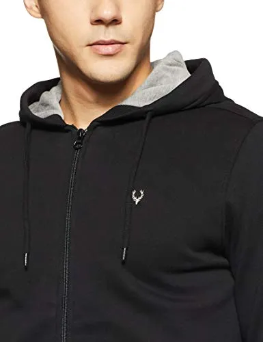 Allen Solly Men's Cotton Hooded Neck Sweatshirt (ASSTORGPK64027_Black_L)