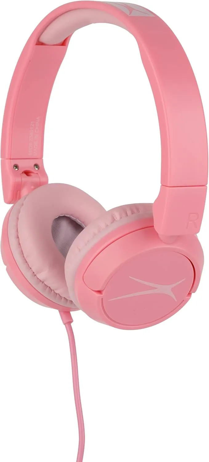 Altec Lansing Over The Ears Kids Headphones - Wired - Volume Limiting Technology for Developing Ears, Ages 6-9, Perfect for Learning from Home, Pink