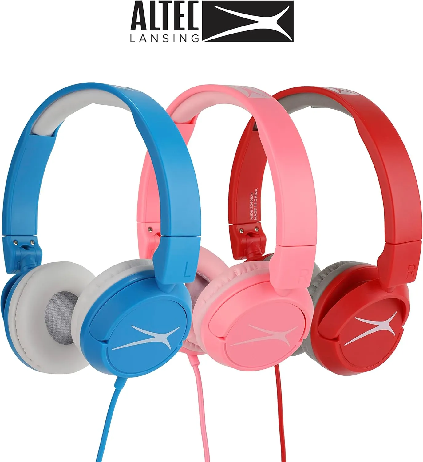 Altec Lansing Over The Ears Kids Headphones - Wired - Volume Limiting Technology for Developing Ears, Ages 6-9, Perfect for Learning from Home, Pink