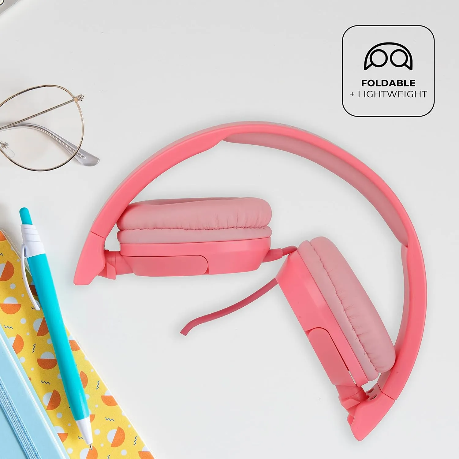 Altec Lansing Over The Ears Kids Headphones - Wired - Volume Limiting Technology for Developing Ears, Ages 6-9, Perfect for Learning from Home, Pink