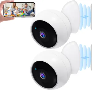 AMTIFO Security Cameras Wireless Outdoor: Magnetic 2-Pack Install-Free Indoor Smart 2K WiFi - Long Battery Life Powered Wireless Cameras for Home Security with AI Motion Detection