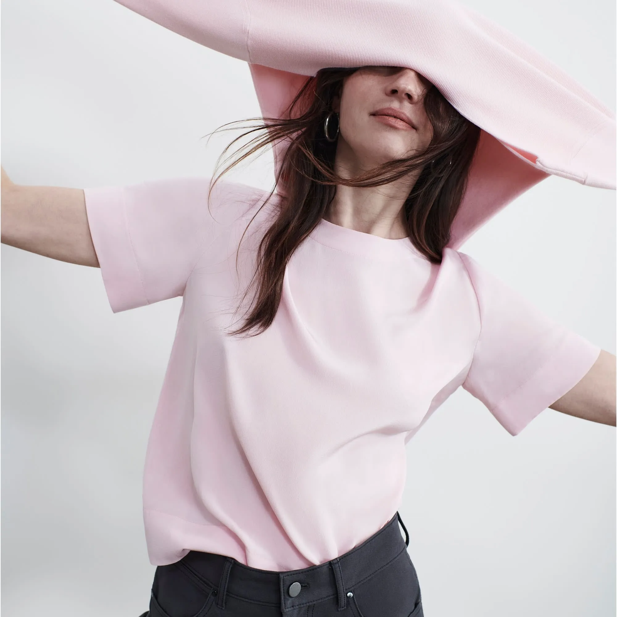 Annika Tee - Washable Silk :: Rosewater
