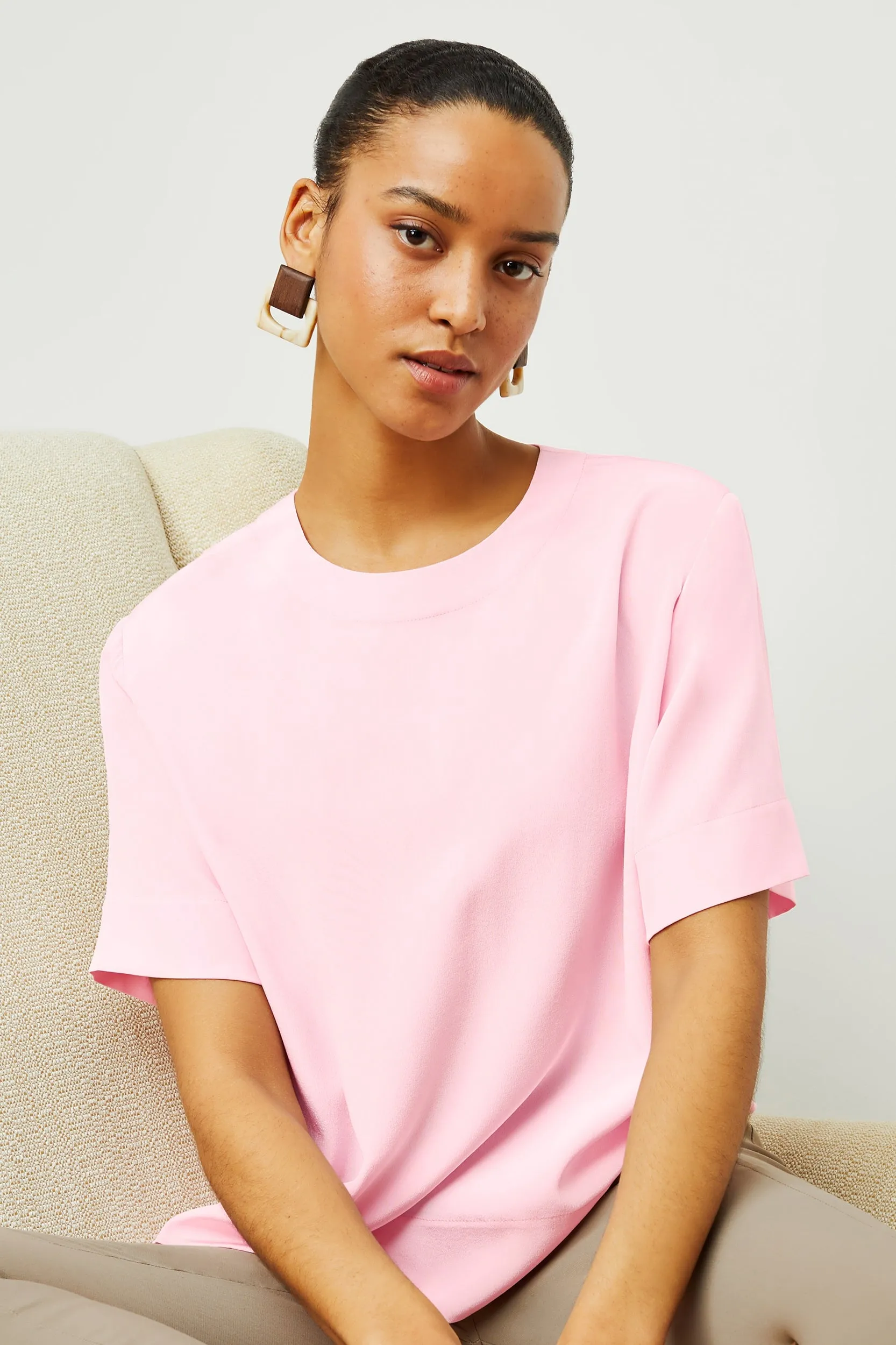 Annika Tee - Washable Silk :: Rosewater