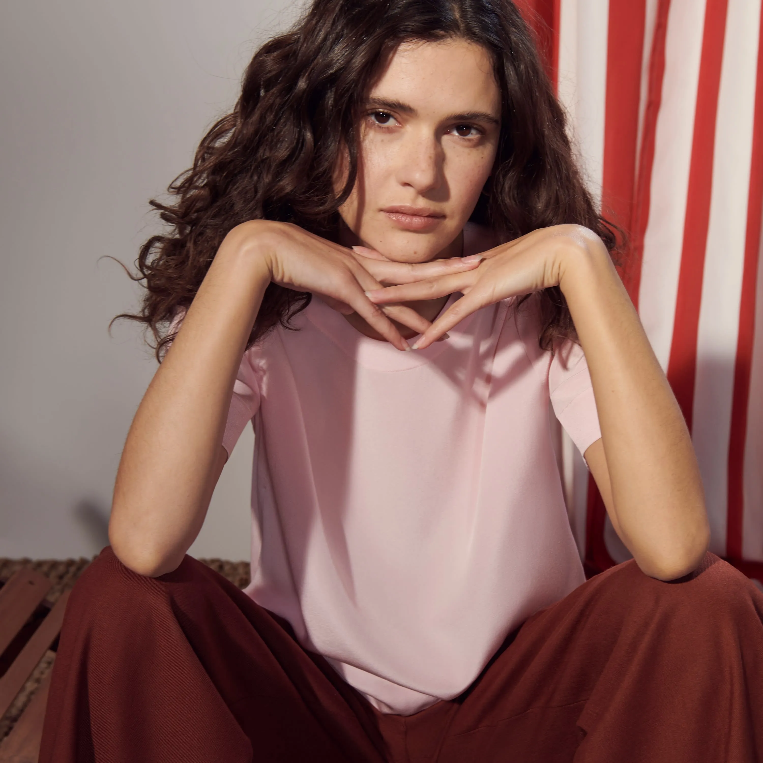 Annika Tee - Washable Silk :: Rosewater