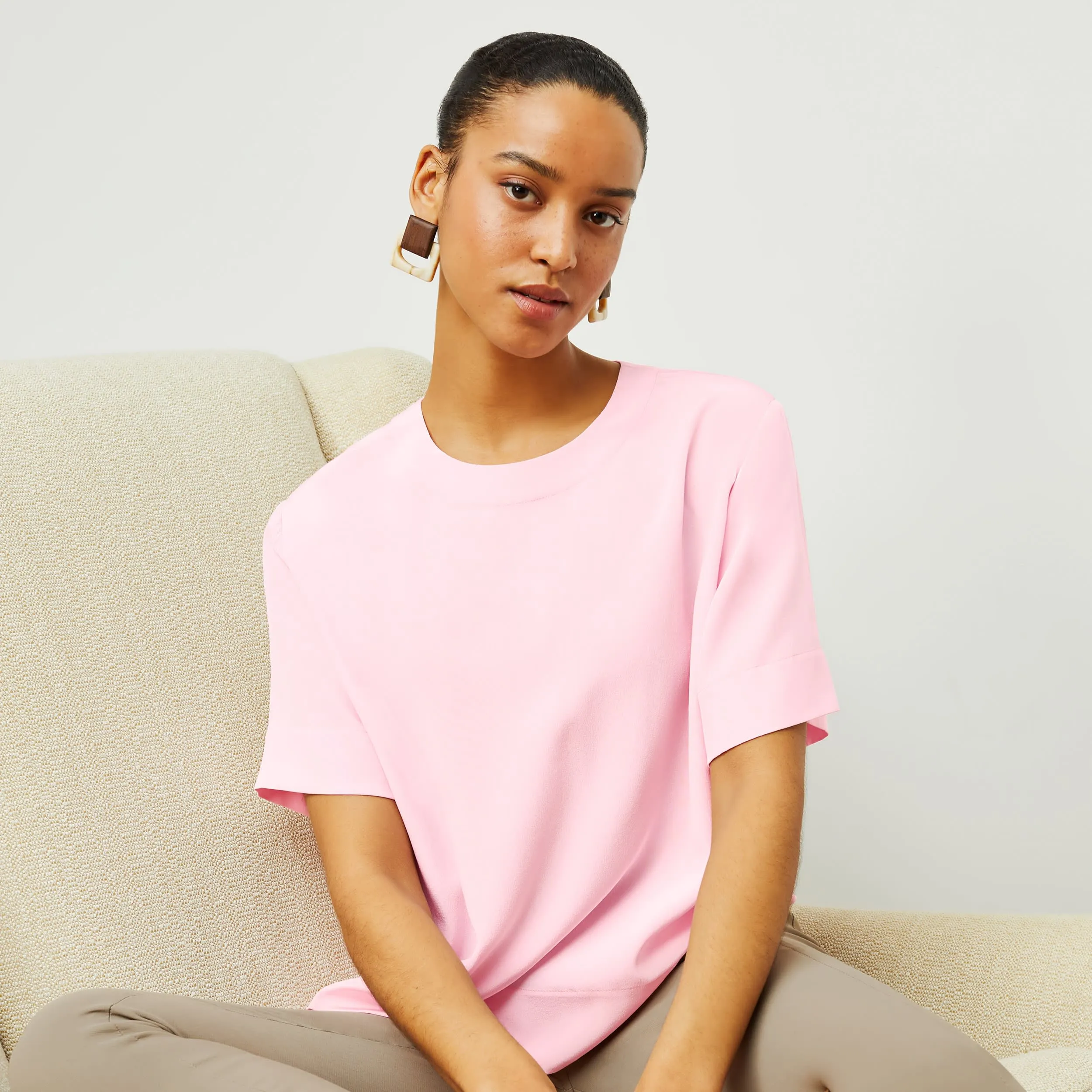 Annika Tee - Washable Silk :: Rosewater