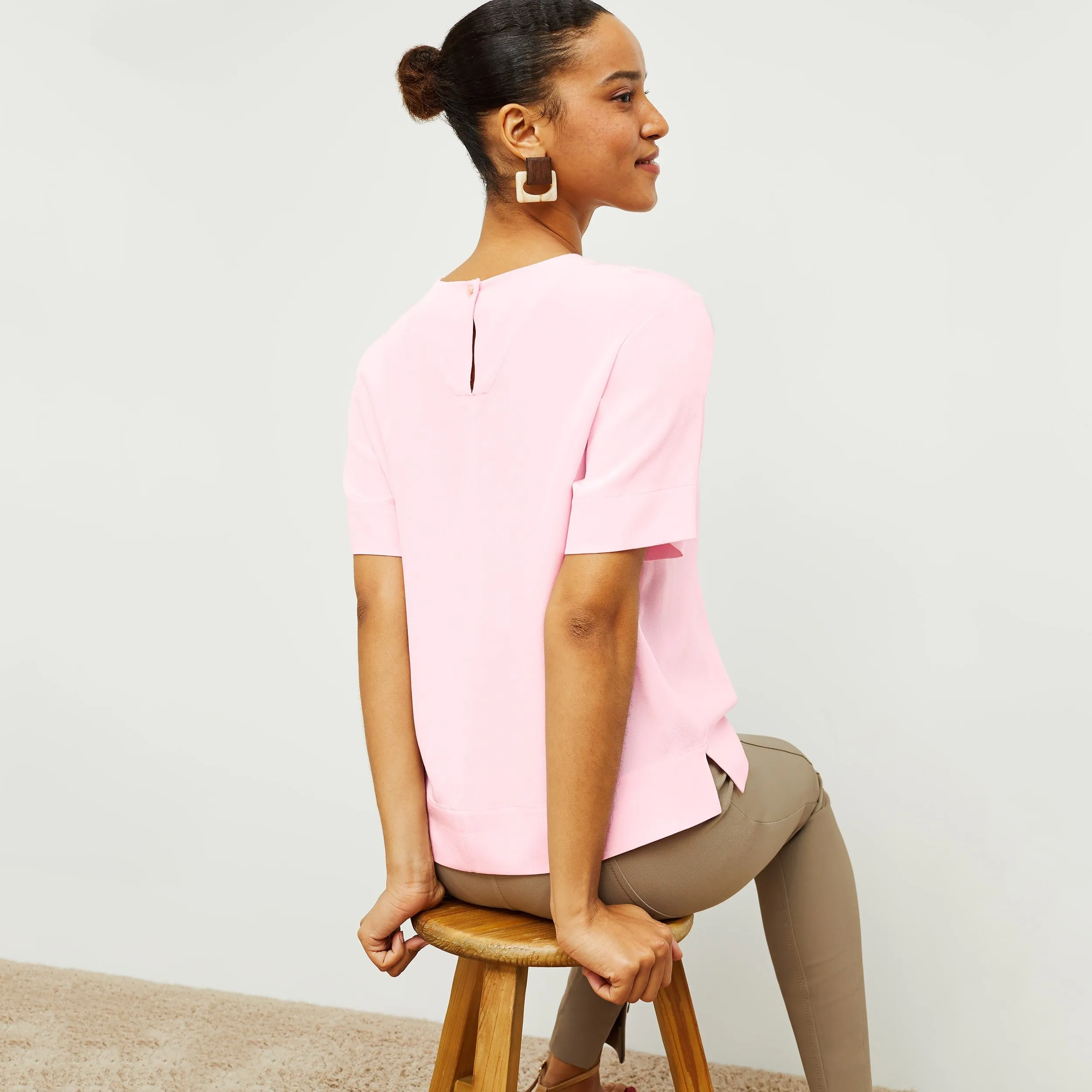 Annika Tee - Washable Silk :: Rosewater