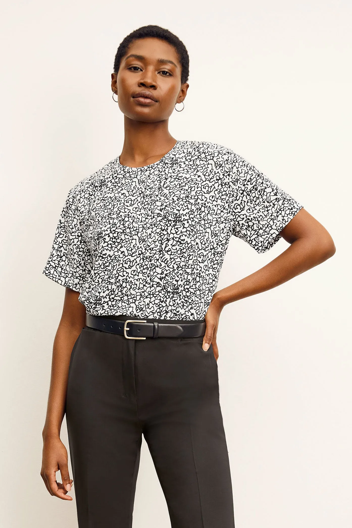 Annika Tee - Washable Silk :: Scribble Print