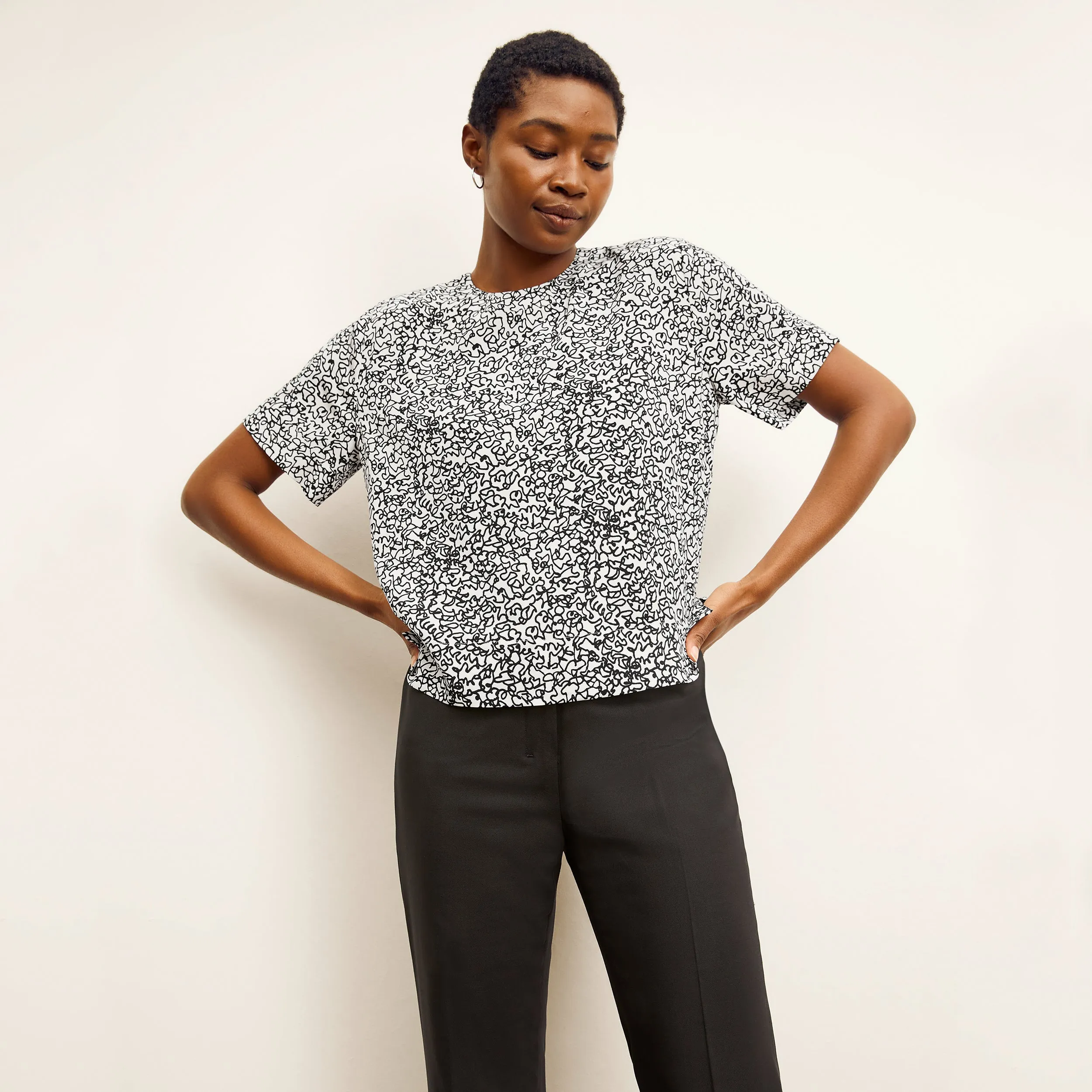 Annika Tee - Washable Silk :: Scribble Print