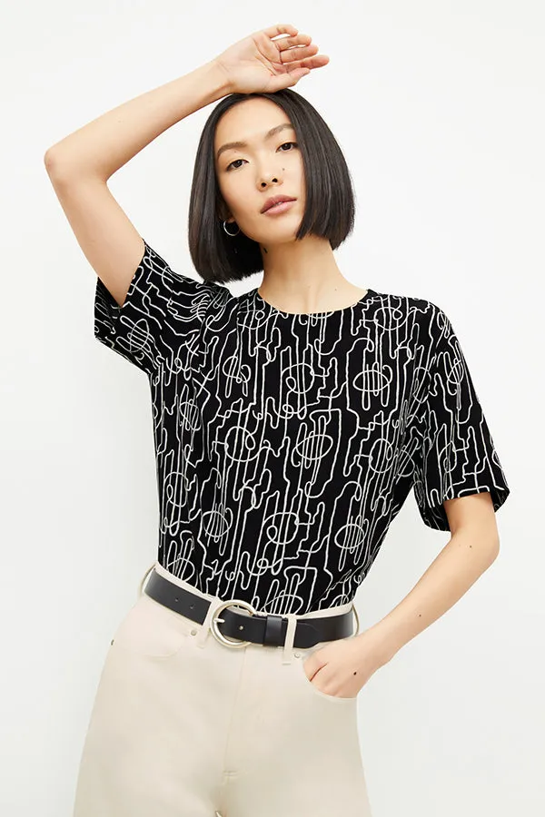 Annika Tee - Washable Silk :: Symphony Print