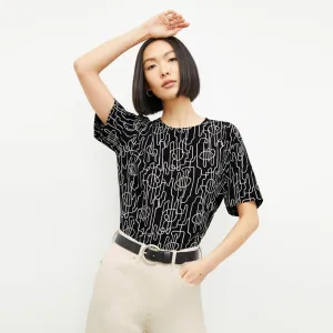 Annika Tee - Washable Silk :: Symphony Print
