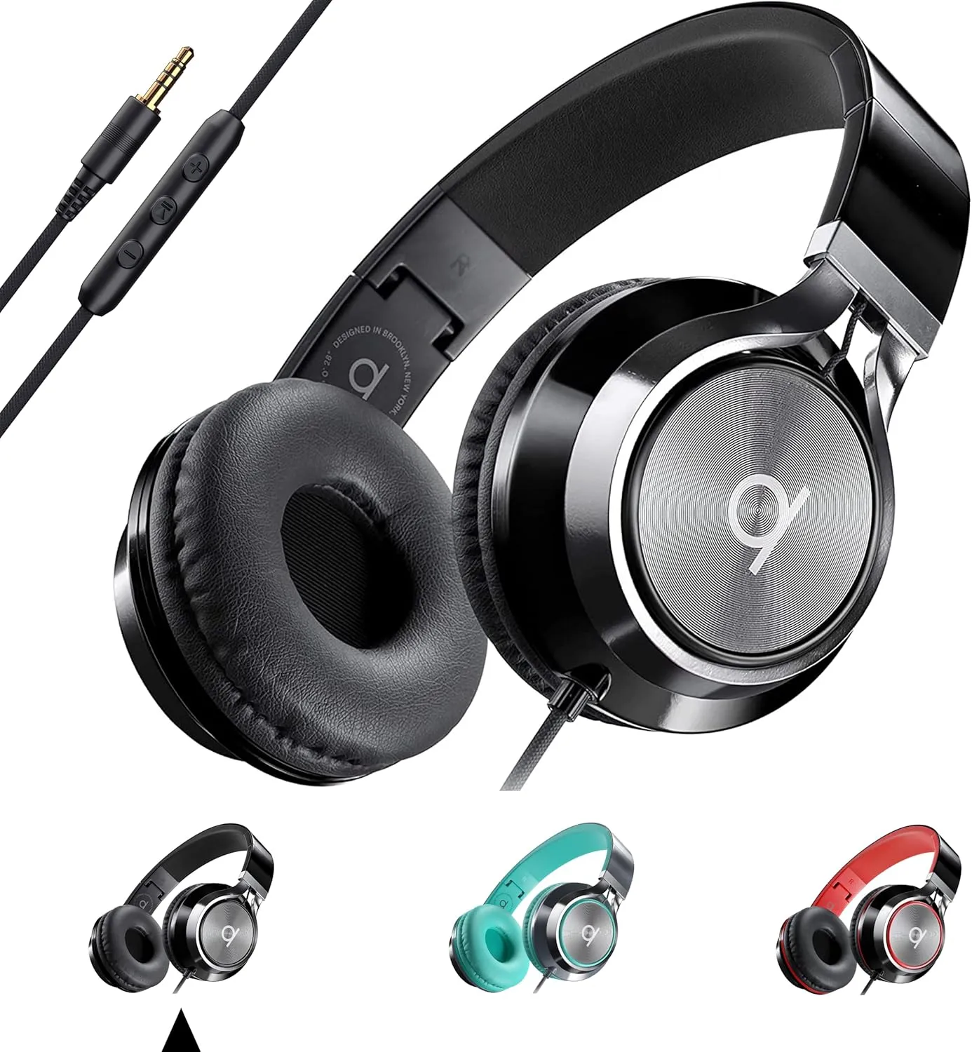 ARTIX CL750 On-Ear Headphones Wired with Mic  Noise Isolating Plug in Headphones, Computer Headphones with Microphone, Headphones for Laptop, Headphones Corded, Headphones with Cord (Aux Jack 3.5mm)