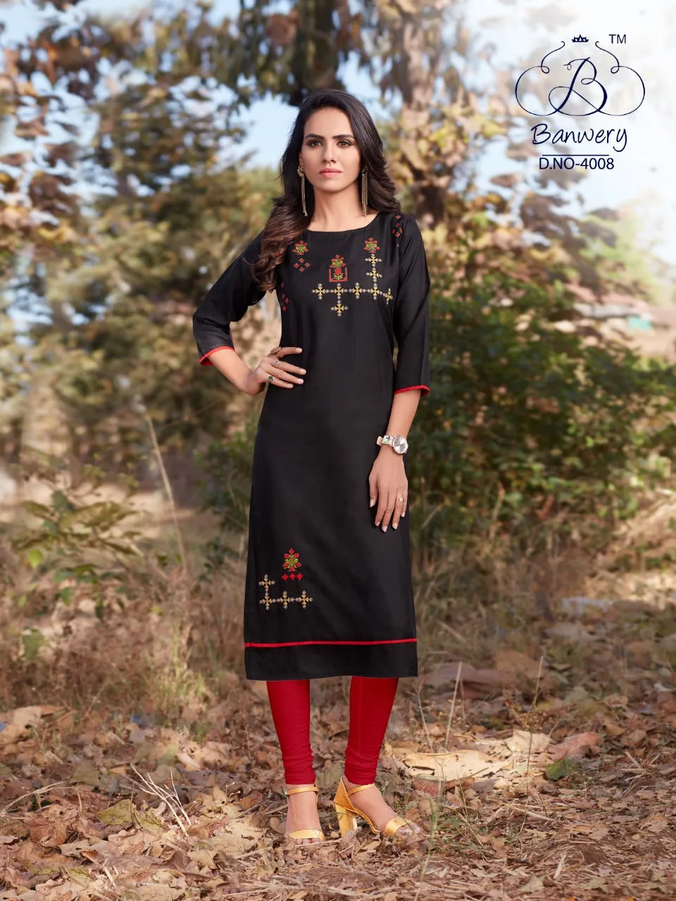 Banwery Presents Blend Vol 4 Cotton Embroidery Work Casual Wear Kurtis Collections