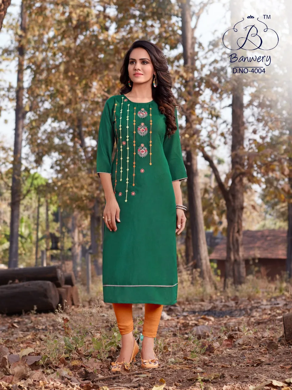 Banwery Presents Blend Vol 4 Cotton Embroidery Work Casual Wear Kurtis Collections