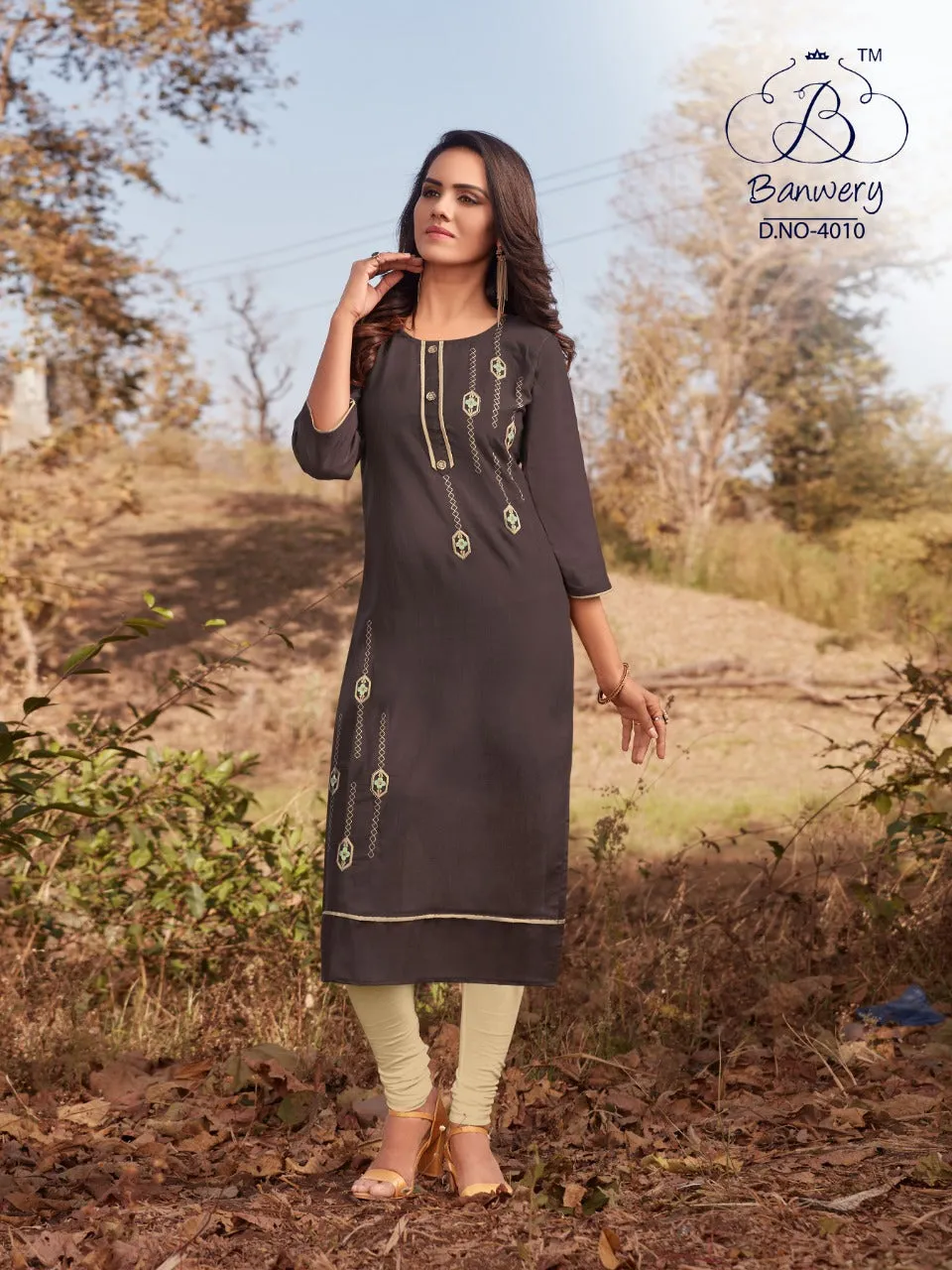 Banwery Presents Blend Vol 4 Cotton Embroidery Work Casual Wear Kurtis Collections