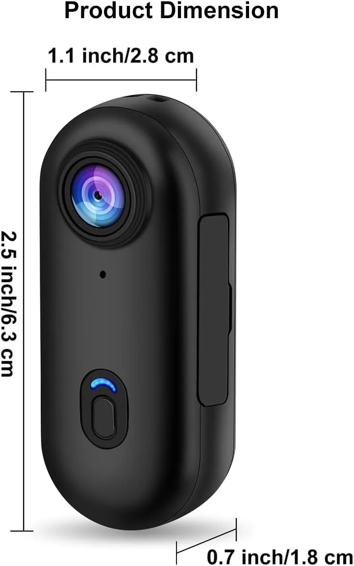 Baseball Camera, Wearable 4K Thumb Action Camera with Spring Clip, Mini POV Camera Body Cam, Helmet Cam for POV Recording, Portable Vlogging, Cycling, Motorcycle, Travel(White,4K)