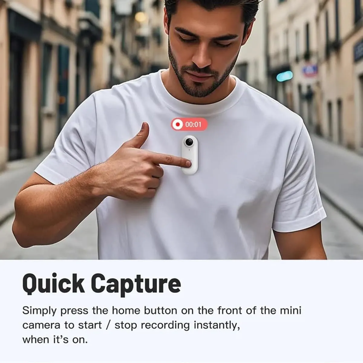 Baseball Camera, Wearable 4K Thumb Action Camera with Spring Clip, Mini POV Camera Body Cam, Helmet Cam for POV Recording, Portable Vlogging, Cycling, Motorcycle, Travel(White,4K)