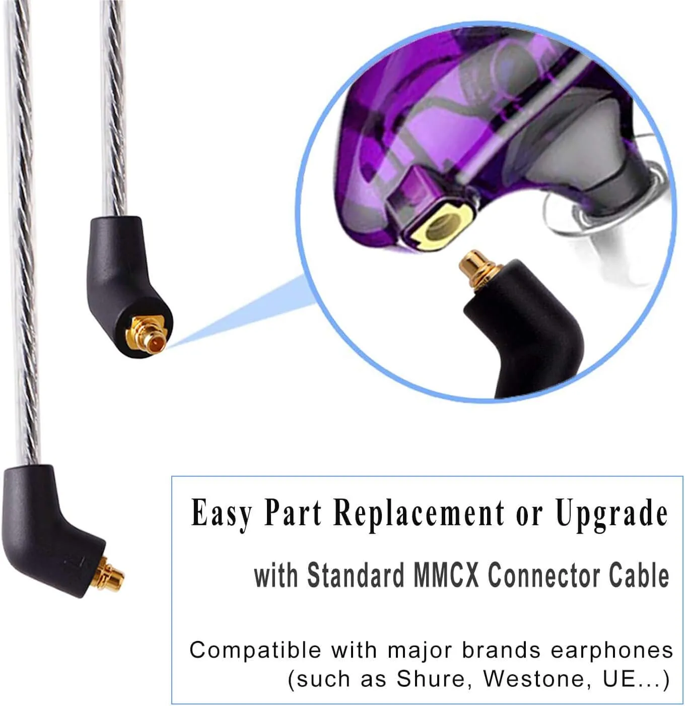 BASN Bsinger PRO in Ear Monitor for Musicians with MMCX Replaceable Cables; Noise-Isolating and Universal-Fit (Purple)