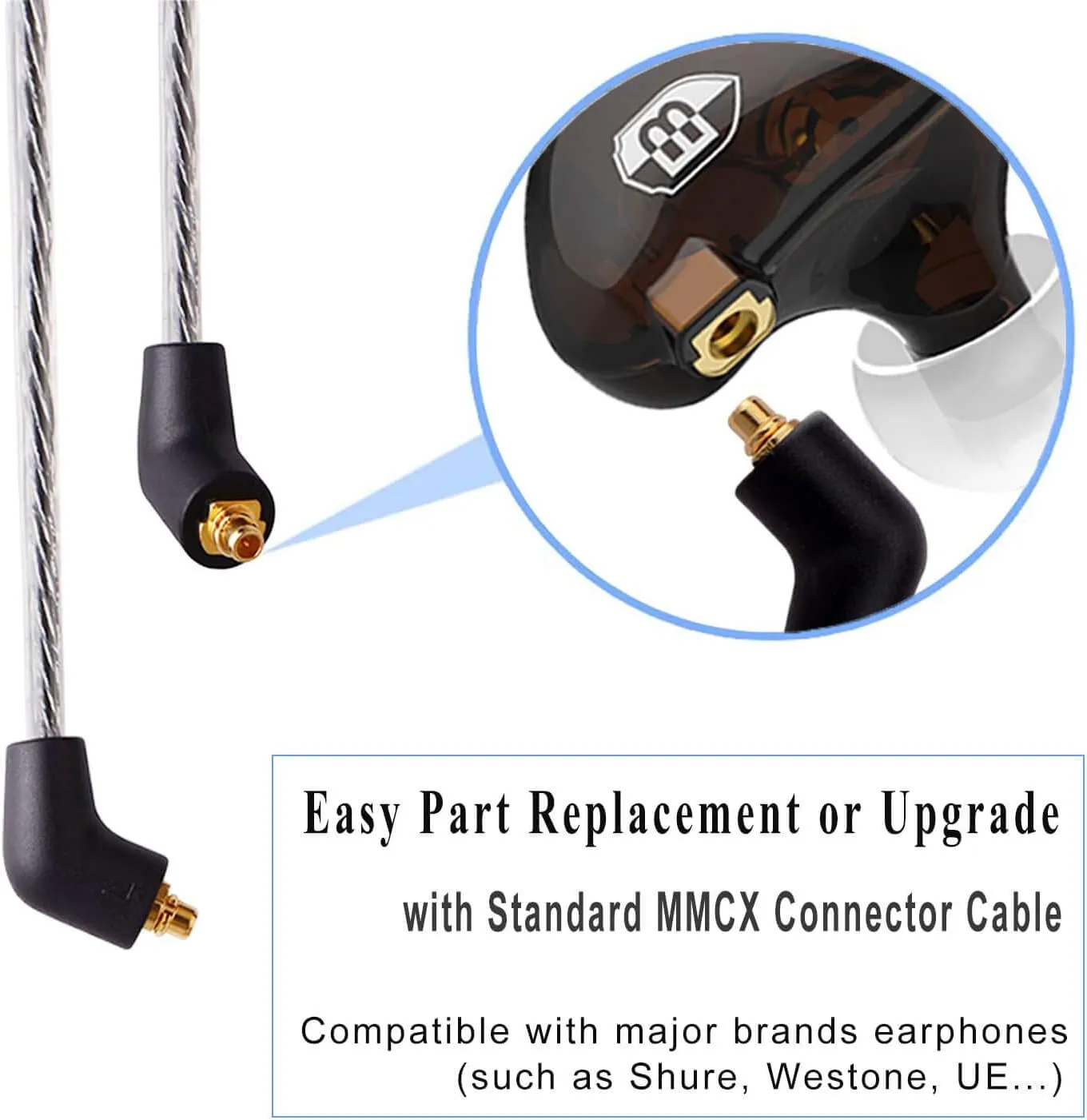 BASN High-Definition in Ear Monitor Headphones for Musicians with Detachable MMCX Earbuds; Dual Dynamic Drivers and Noise-Isolating (Brown)