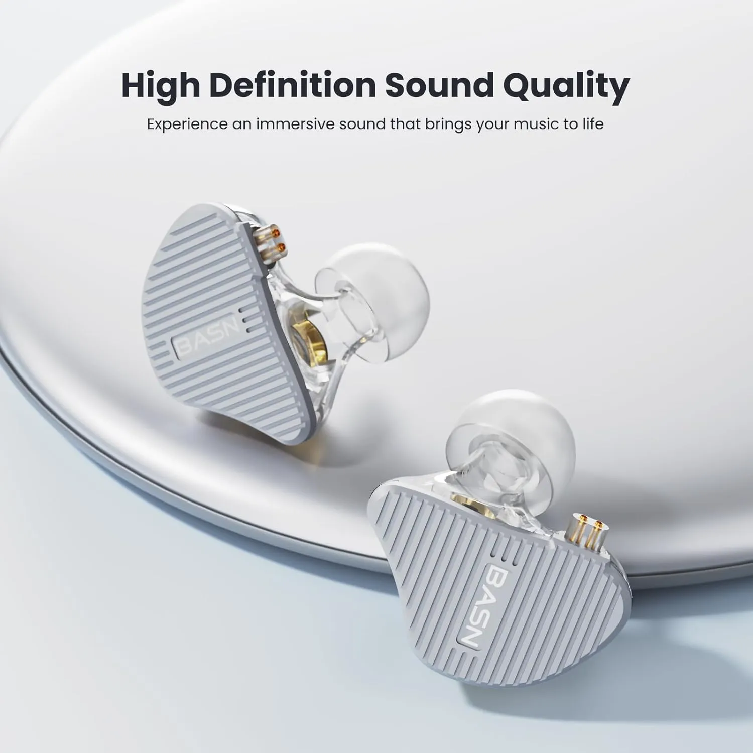 BASN Mix-PD in Ear Monitor,1Planar Driver   1Dynamic Driver HiFi IEM Earphones with CNC Crafted Metal Cover, Wired 0.78mm 2-Pin Silver Plated Detachable Cable for Musicians (Silver)