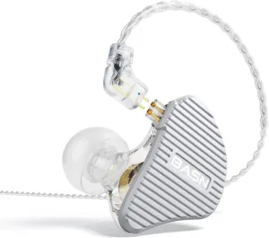 BASN Mix-PD in Ear Monitor,1Planar Driver   1Dynamic Driver HiFi IEM Earphones with CNC Crafted Metal Cover, Wired 0.78mm 2-Pin Silver Plated Detachable Cable for Musicians (Silver)