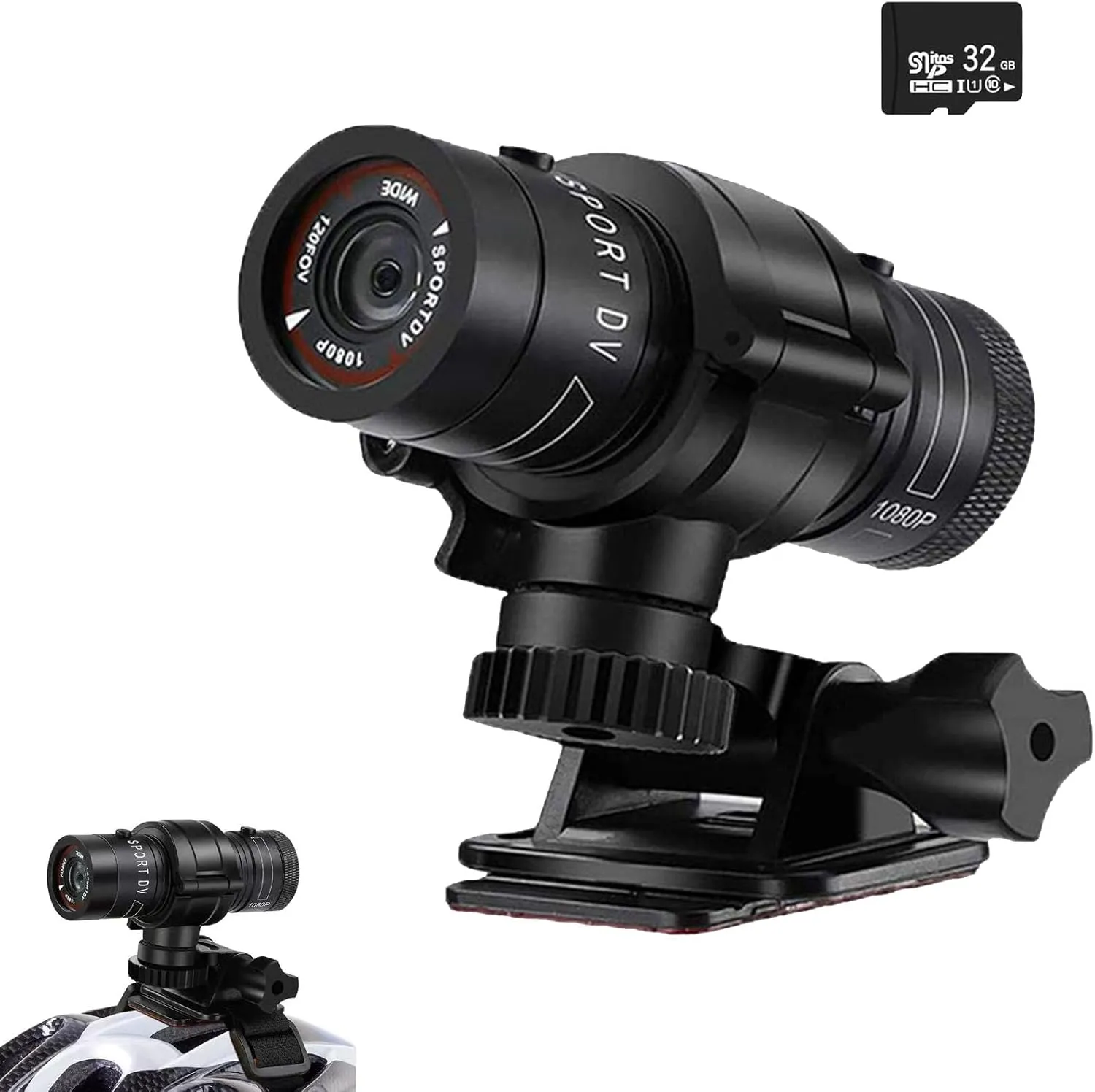 Bicycle Motorbike Helmet Camera, HD 1080P Sports Action Camera, Motorcycle Helmet Camera Waterproof Bike Video Camera, for Outdoor Wilderness (TF32G)