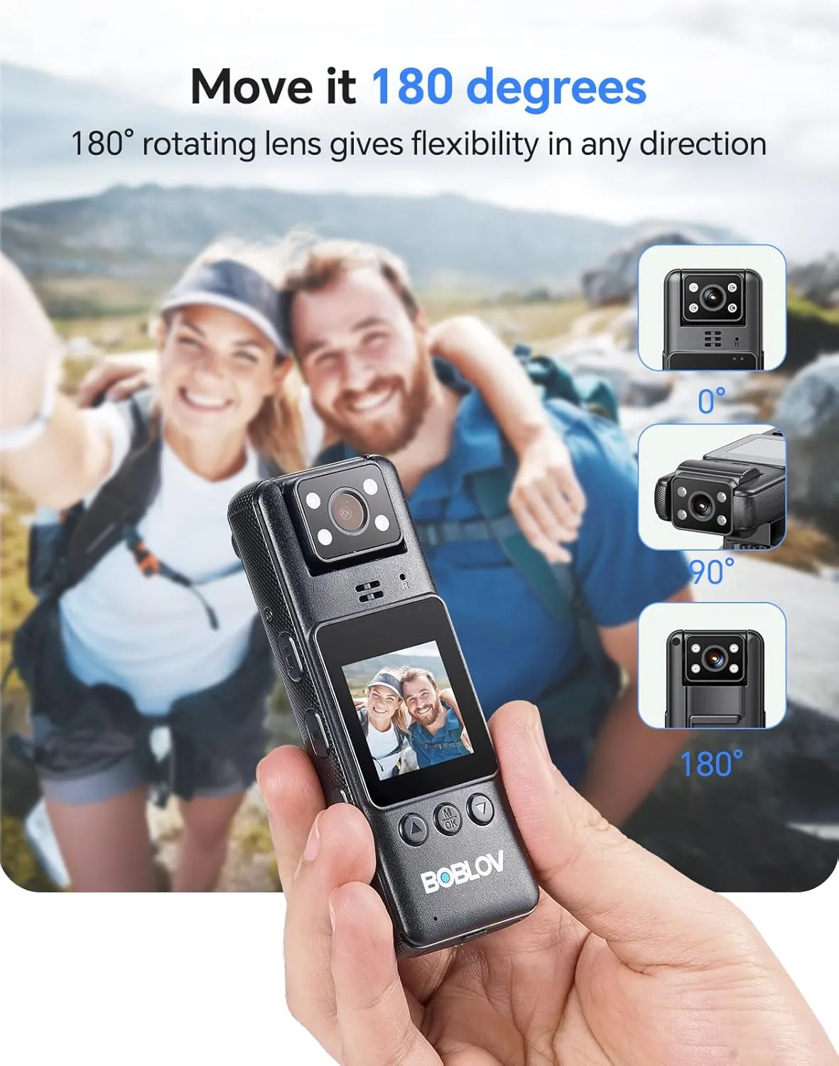BOBLOV Mini Body Camera with Video: 128G Action Camera, Small Cameras for Vlogging with 9Hrs Long Battery Life, Pocket Portable Cam with Back Clip, Daily Easy to Use for Traveling Cycling Motorcycle