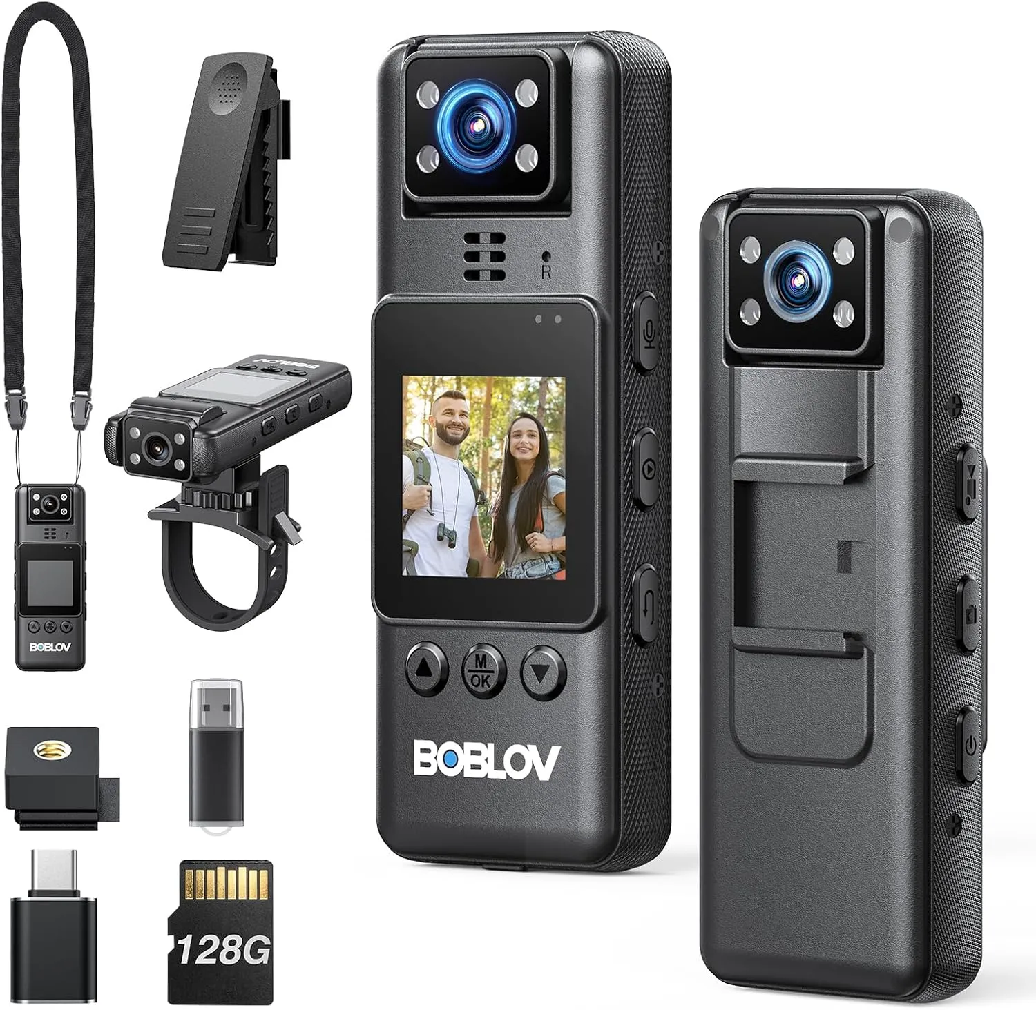 BOBLOV Mini Body Camera with Video: 128G Action Camera, Small Cameras for Vlogging with 9Hrs Long Battery Life, Pocket Portable Cam with Back Clip, Daily Easy to Use for Traveling Cycling Motorcycle