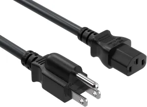 CableLeader 6ft NEMA 5-15P to C13 Shielded Heavy Duty Universal Power Cord, 14 AWG, 15A/125V, SJT, Black