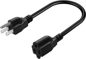 CERRXIAN 1FT 16 AWG Heavy Duty 13A Power Extension Cord, Nema 5-15P to 5-15R Plug Adapter Cable 125V 3 Prong Power Extension Cords